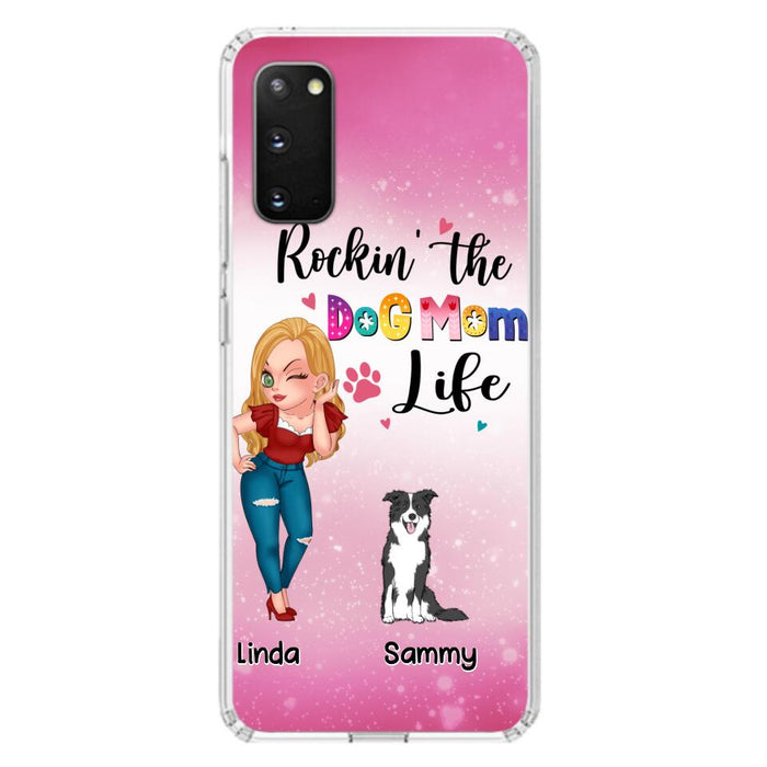 Custom Personalized Dog Mom Phone Case - Upto 6 Dogs - Gift Idea For Dog Lover - Rockin' The The Dog Mom Life - Case for iPhone/Samsung