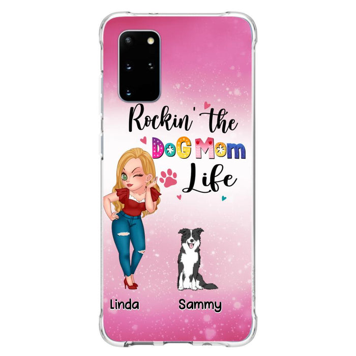 Custom Personalized Dog Mom Phone Case - Upto 6 Dogs - Gift Idea For Dog Lover - Rockin' The The Dog Mom Life - Case for iPhone/Samsung