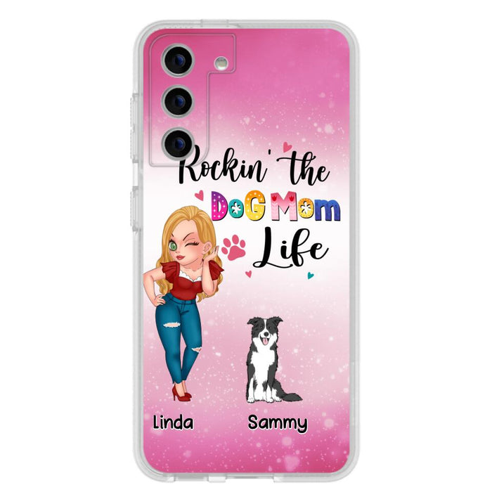 Custom Personalized Dog Mom Phone Case - Upto 6 Dogs - Gift Idea For Dog Lover - Rockin' The The Dog Mom Life - Case for iPhone/Samsung