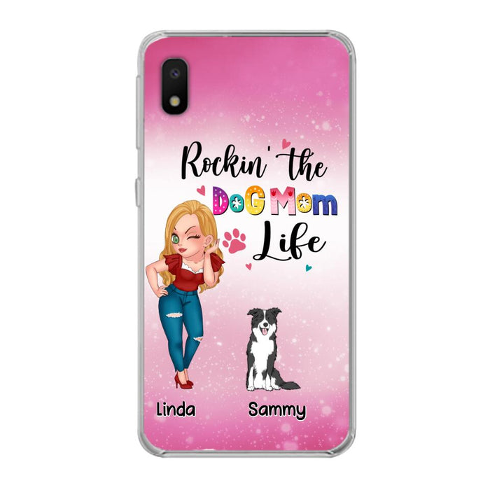 Custom Personalized Dog Mom Phone Case - Upto 6 Dogs - Gift Idea For Dog Lover - Rockin' The The Dog Mom Life - Case for iPhone/Samsung