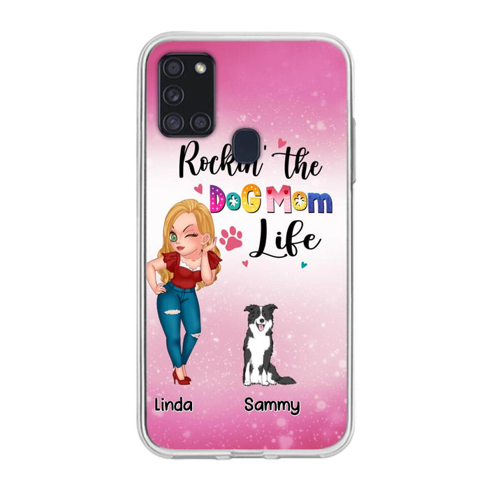 Custom Personalized Dog Mom Phone Case - Upto 6 Dogs - Gift Idea For Dog Lover - Rockin' The The Dog Mom Life - Case for iPhone/Samsung