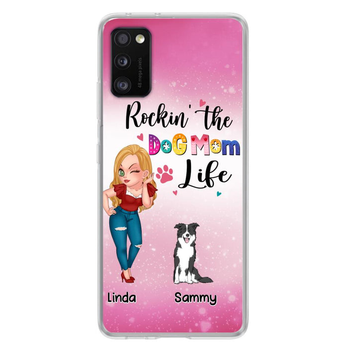 Custom Personalized Dog Mom Phone Case - Upto 6 Dogs - Gift Idea For Dog Lover - Rockin' The The Dog Mom Life - Case for iPhone/Samsung