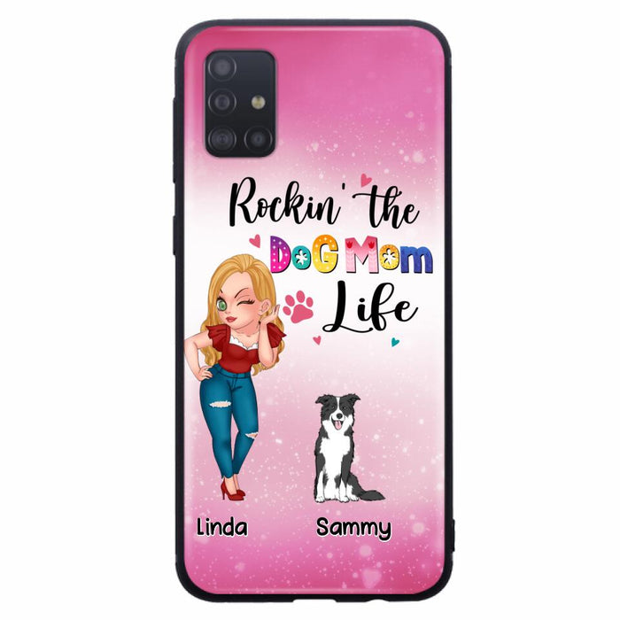 Custom Personalized Dog Mom Phone Case - Upto 6 Dogs - Gift Idea For Dog Lover - Rockin' The The Dog Mom Life - Case for iPhone/Samsung