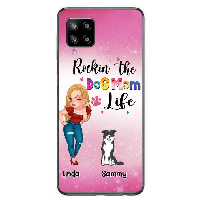 Custom Personalized Dog Mom Phone Case - Upto 6 Dogs - Gift Idea For Dog Lover - Rockin' The The Dog Mom Life - Case for iPhone/Samsung