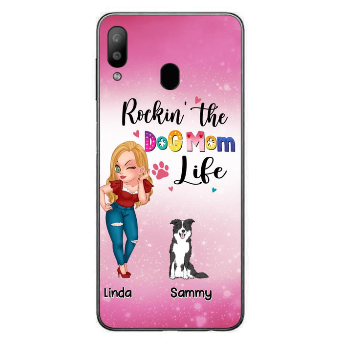 Custom Personalized Dog Mom Phone Case - Upto 6 Dogs - Gift Idea For Dog Lover - Rockin' The The Dog Mom Life - Case for iPhone/Samsung