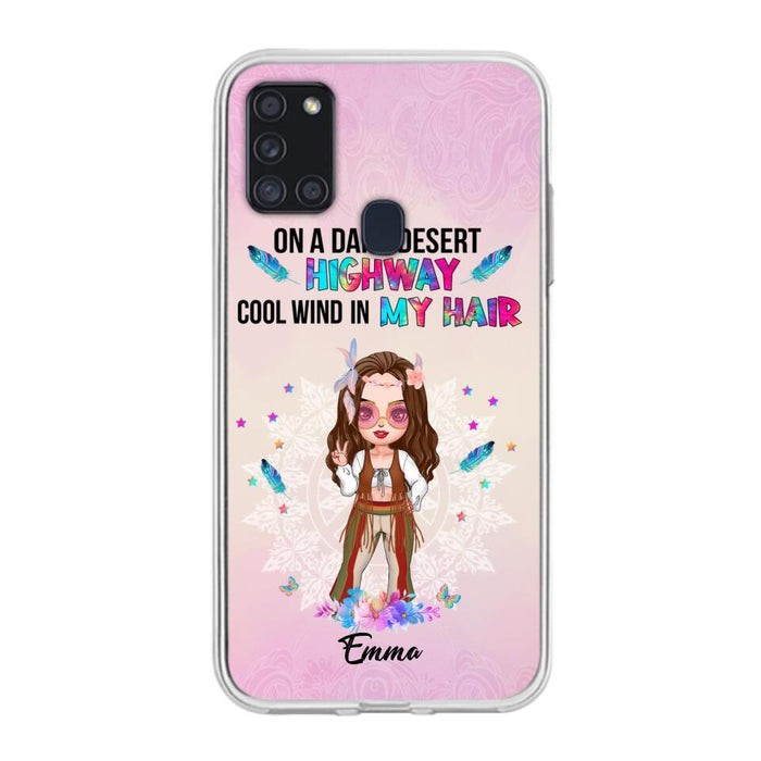 Custom Personalized Hippie Phone Case - Best Gift For Hippies - On A Dark Desert Highway Cool Wind In My Hair - Case For iPhone/Samsung