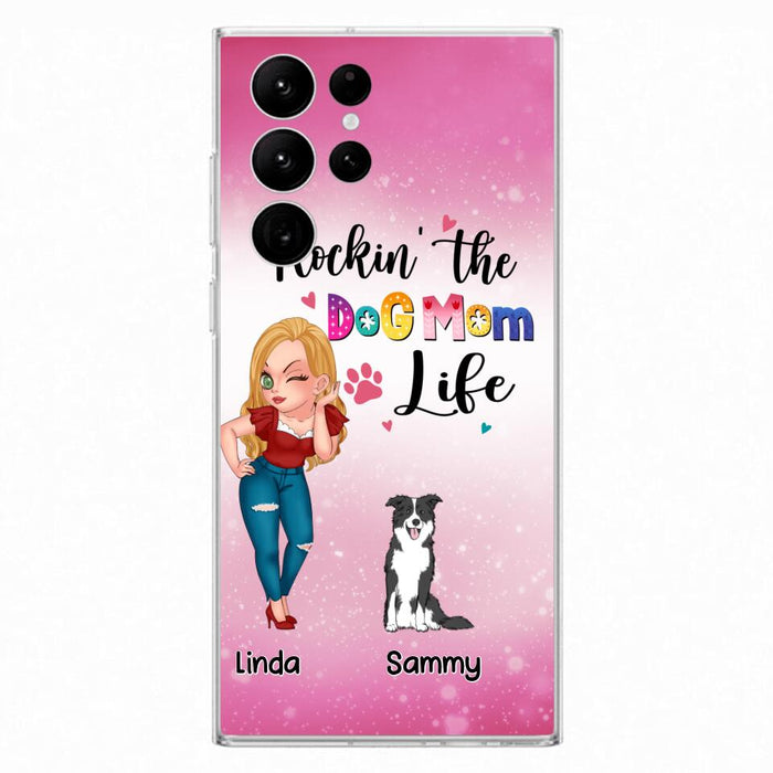 Custom Personalized Dog Mom Phone Case - Upto 6 Dogs - Gift Idea For Dog Lover - Rockin' The The Dog Mom Life - Case for iPhone/Samsung