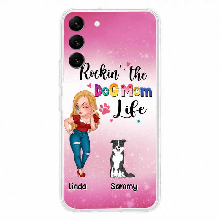 Custom Personalized Dog Mom Phone Case - Upto 6 Dogs - Gift Idea For Dog Lover - Rockin' The The Dog Mom Life - Case for iPhone/Samsung