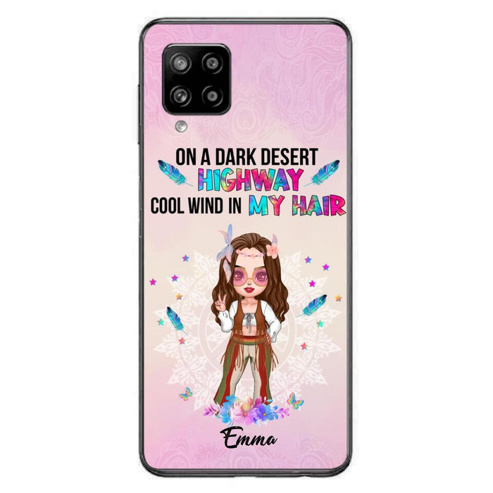 Custom Personalized Hippie Phone Case - Best Gift For Hippies - On A Dark Desert Highway Cool Wind In My Hair - Case For iPhone/Samsung