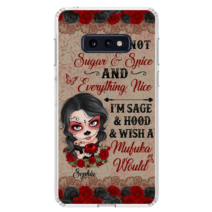 Custom Personalized Skull Girl Phone Case - Halloween Gift For Skull Lover - I'm Not Sugar & Spice - Case For iPhone And Samsung