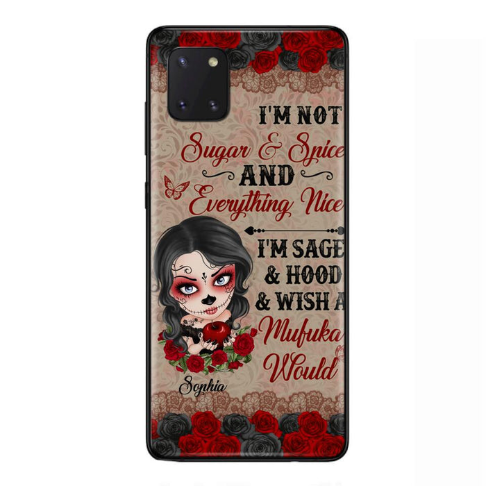 Custom Personalized Skull Girl Phone Case - Halloween Gift For Skull Lover - I'm Not Sugar & Spice - Case For iPhone And Samsung