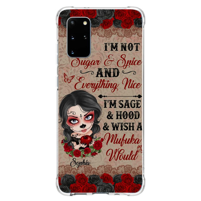 Custom Personalized Skull Girl Phone Case - Halloween Gift For Skull Lover - I'm Not Sugar & Spice - Case For iPhone And Samsung