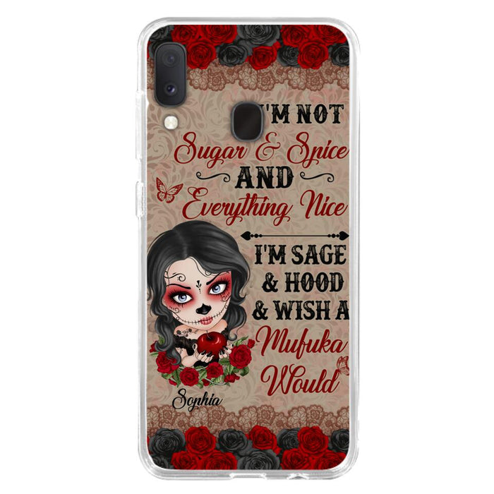 Custom Personalized Skull Girl Phone Case - Halloween Gift For Skull Lover - I'm Not Sugar & Spice - Case For iPhone And Samsung