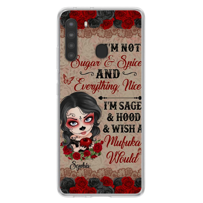 Custom Personalized Skull Girl Phone Case - Halloween Gift For Skull Lover - I'm Not Sugar & Spice - Case For iPhone And Samsung