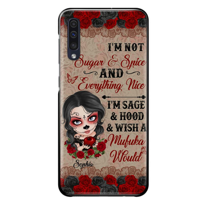 Custom Personalized Skull Girl Phone Case - Halloween Gift For Skull Lover - I'm Not Sugar & Spice - Case For iPhone And Samsung