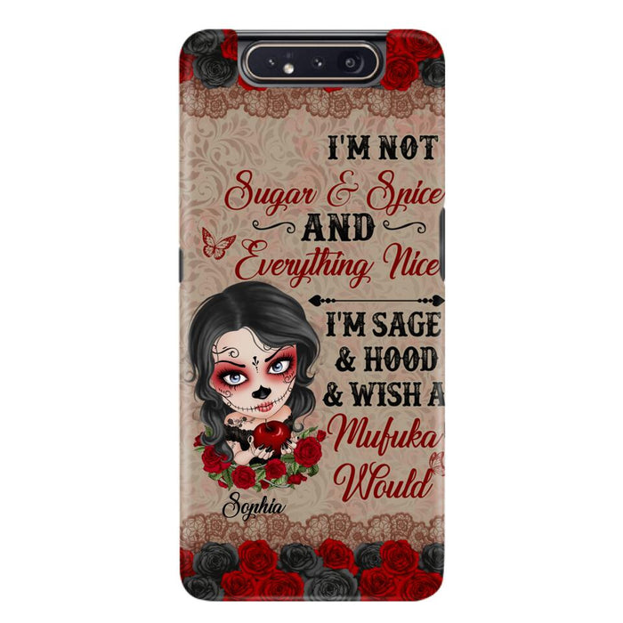 Custom Personalized Skull Girl Phone Case - Halloween Gift For Skull Lover - I'm Not Sugar & Spice - Case For iPhone And Samsung