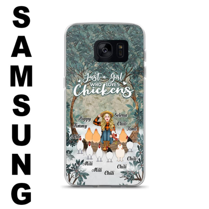 Custom Personalized Just A Girl Who Loves Chickens Phone Case - Girl With Upto 10 Chickens - Case For iPhone And Samsung