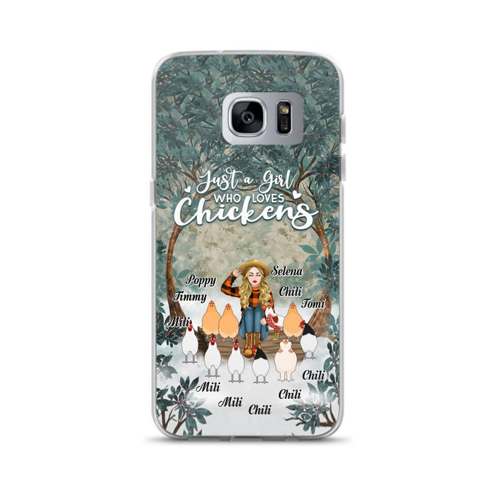 Custom Personalized Just A Girl Who Loves Chickens Phone Case - Girl With Upto 10 Chickens - Case For iPhone And Samsung