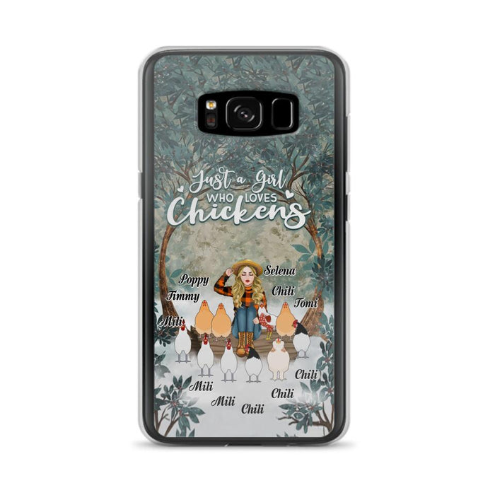 Custom Personalized Just A Girl Who Loves Chickens Phone Case - Girl With Upto 10 Chickens - Case For iPhone And Samsung