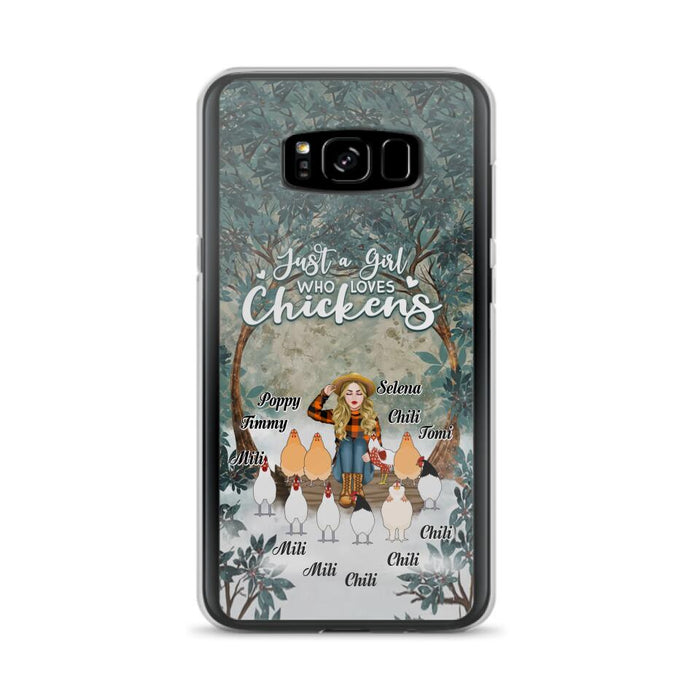 Custom Personalized Just A Girl Who Loves Chickens Phone Case - Girl With Upto 10 Chickens - Case For iPhone And Samsung