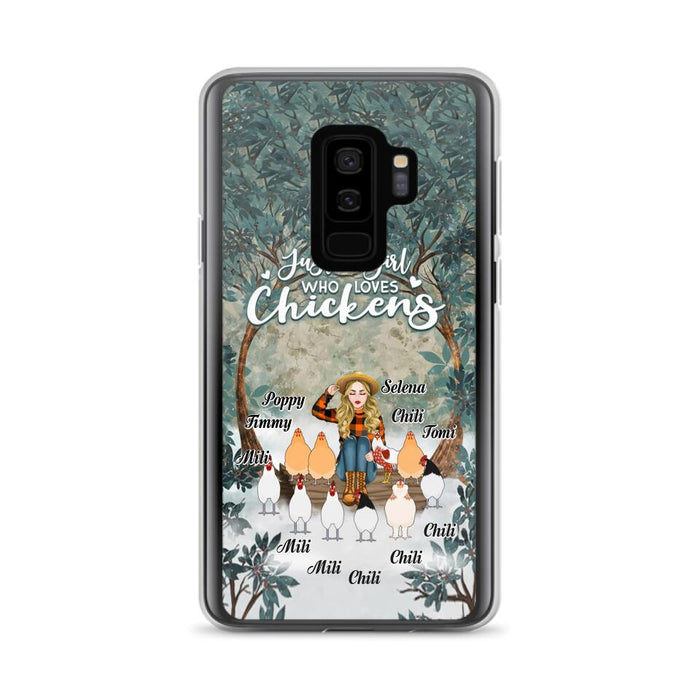 Custom Personalized Just A Girl Who Loves Chickens Phone Case - Girl With Upto 10 Chickens - Case For iPhone And Samsung