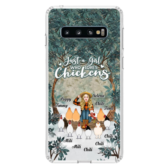 Custom Personalized Just A Girl Who Loves Chickens Phone Case - Girl With Upto 10 Chickens - Case For iPhone And Samsung