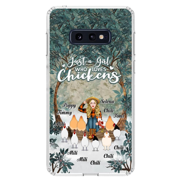 Custom Personalized Just A Girl Who Loves Chickens Phone Case - Girl With Upto 10 Chickens - Case For iPhone And Samsung