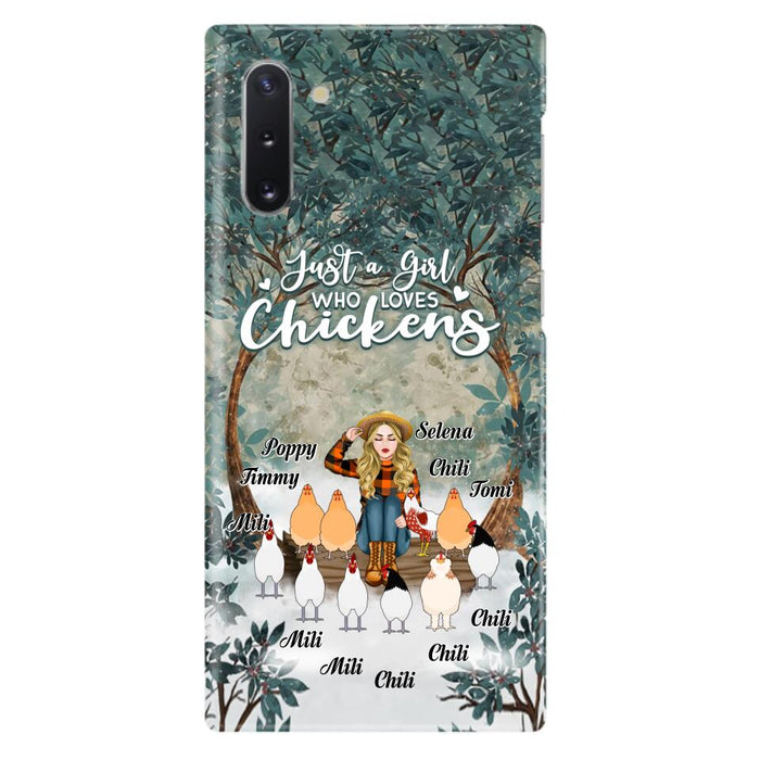 Custom Personalized Just A Girl Who Loves Chickens Phone Case - Girl With Upto 10 Chickens - Case For iPhone And Samsung