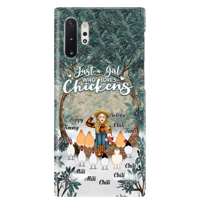 Custom Personalized Just A Girl Who Loves Chickens Phone Case - Girl With Upto 10 Chickens - Case For iPhone And Samsung