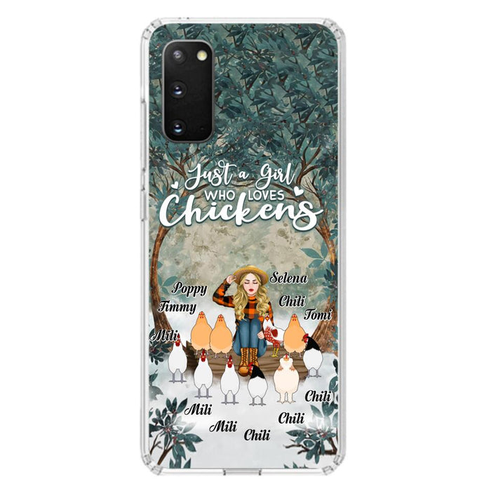 Custom Personalized Just A Girl Who Loves Chickens Phone Case - Girl With Upto 10 Chickens - Case For iPhone And Samsung