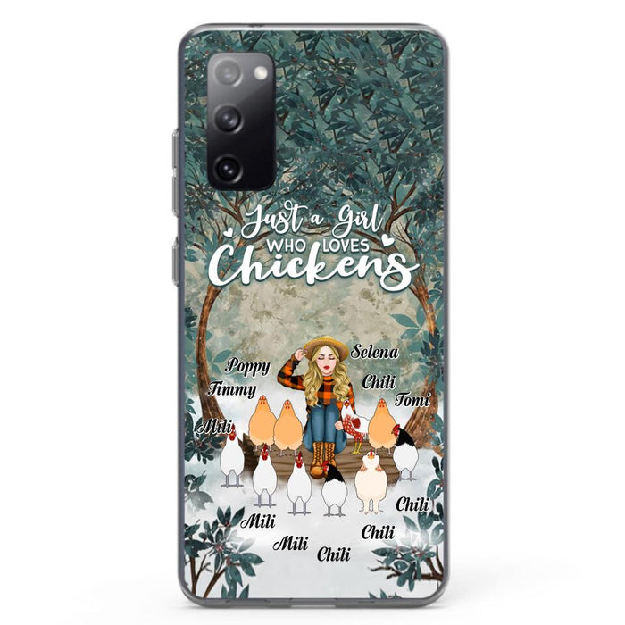 Custom Personalized Just A Girl Who Loves Chickens Phone Case - Girl With Upto 10 Chickens - Case For iPhone And Samsung