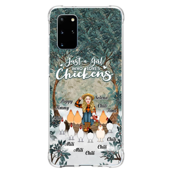 Custom Personalized Just A Girl Who Loves Chickens Phone Case - Girl With Upto 10 Chickens - Case For iPhone And Samsung