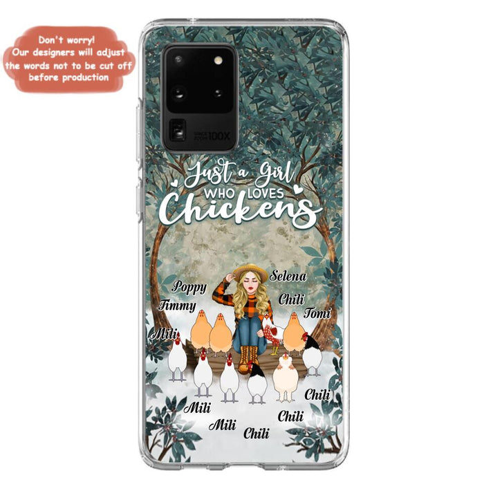 Custom Personalized Just A Girl Who Loves Chickens Phone Case - Girl With Upto 10 Chickens - Case For iPhone And Samsung