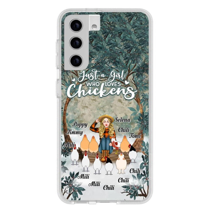 Custom Personalized Just A Girl Who Loves Chickens Phone Case - Girl With Upto 10 Chickens - Case For iPhone And Samsung