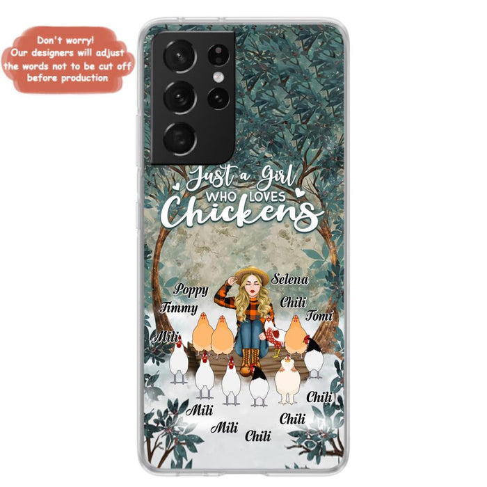 Custom Personalized Just A Girl Who Loves Chickens Phone Case - Girl With Upto 10 Chickens - Case For iPhone And Samsung