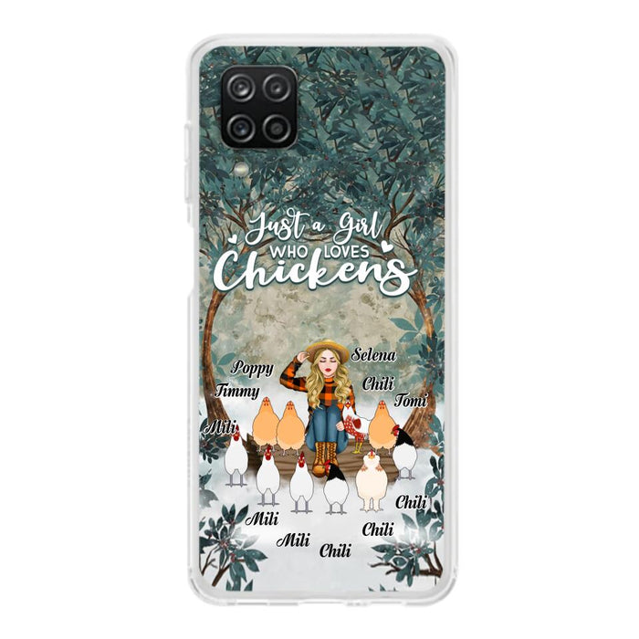 Custom Personalized Just A Girl Who Loves Chickens Phone Case - Girl With Upto 10 Chickens - Case For iPhone And Samsung