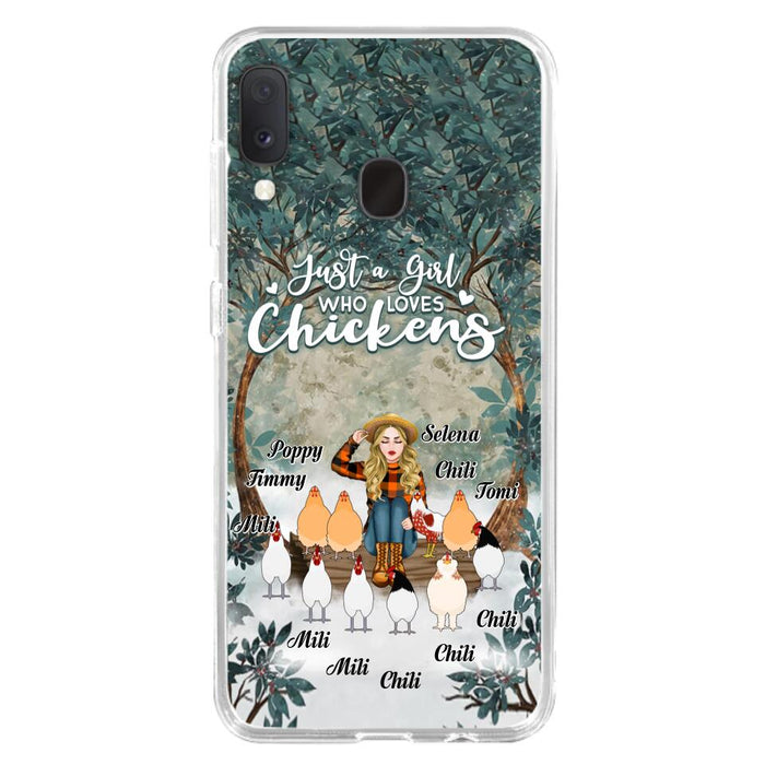 Custom Personalized Just A Girl Who Loves Chickens Phone Case - Girl With Upto 10 Chickens - Case For iPhone And Samsung