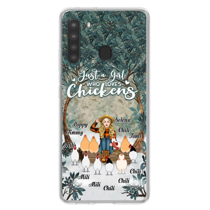 Custom Personalized Just A Girl Who Loves Chickens Phone Case - Girl With Upto 10 Chickens - Case For iPhone And Samsung