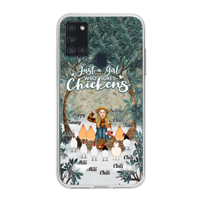 Custom Personalized Just A Girl Who Loves Chickens Phone Case - Girl With Upto 10 Chickens - Case For iPhone And Samsung