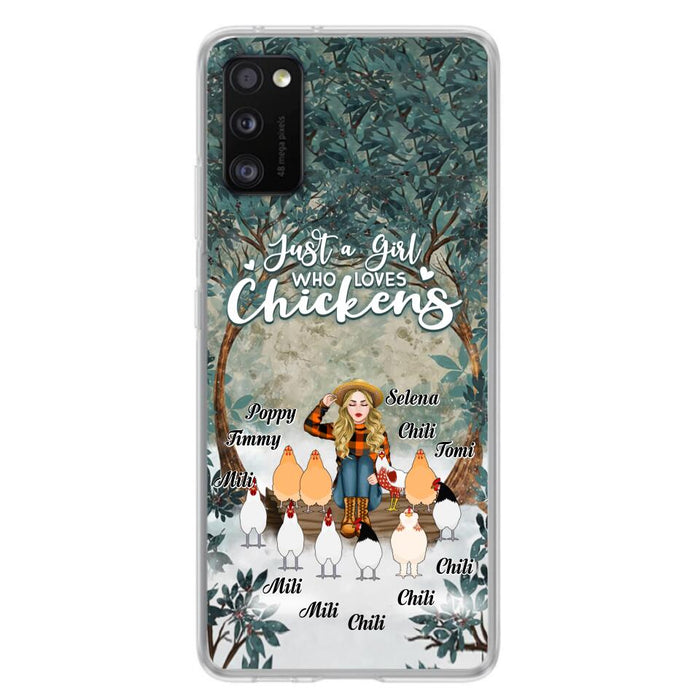 Custom Personalized Just A Girl Who Loves Chickens Phone Case - Girl With Upto 10 Chickens - Case For iPhone And Samsung