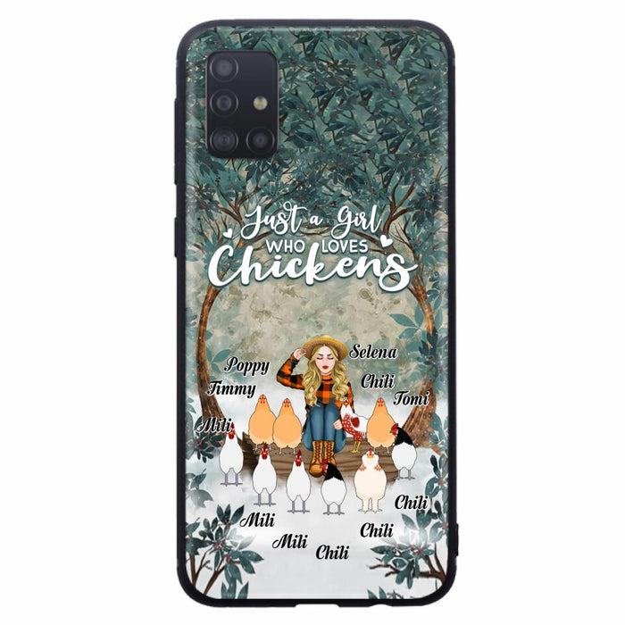 Custom Personalized Just A Girl Who Loves Chickens Phone Case - Girl With Upto 10 Chickens - Case For iPhone And Samsung