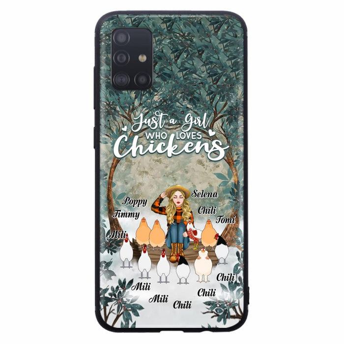 Custom Personalized Just A Girl Who Loves Chickens Phone Case - Girl With Upto 10 Chickens - Case For iPhone And Samsung