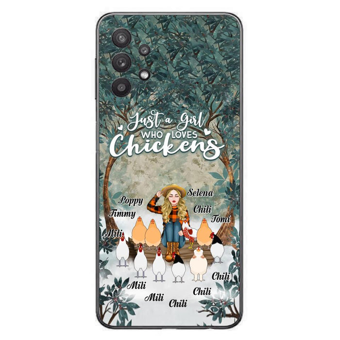 Custom Personalized Just A Girl Who Loves Chickens Phone Case - Girl With Upto 10 Chickens - Case For iPhone And Samsung