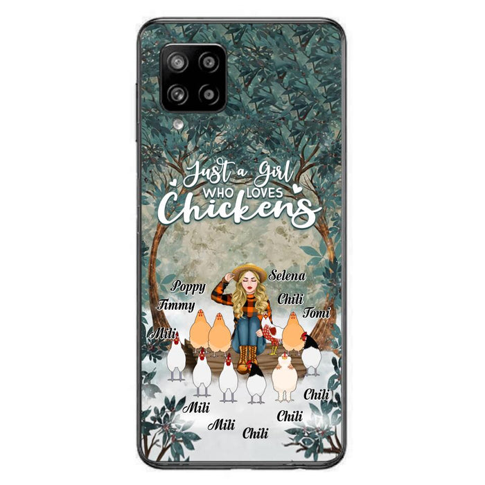 Custom Personalized Just A Girl Who Loves Chickens Phone Case - Girl With Upto 10 Chickens - Case For iPhone And Samsung