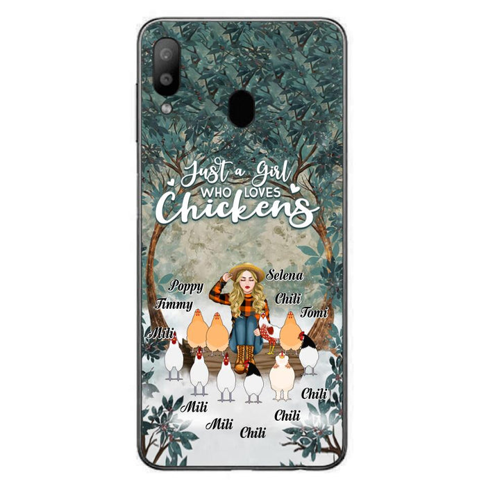 Custom Personalized Just A Girl Who Loves Chickens Phone Case - Girl With Upto 10 Chickens - Case For iPhone And Samsung