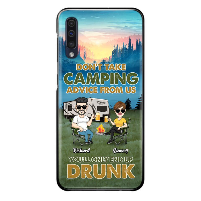 Custom Personalized Camping Friends Phone Case - Upto 7 Friends - Gift Idea For Friends/Camping Lovers - Don't Take Camping Advice From Us You'll Only End Up Drunk - Case for iPhone/Samsung