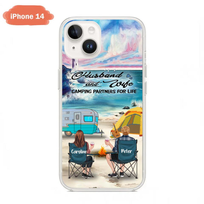 Custom Personalized Beach Camping Phone Case - Couple/ Parents With Upto 3 Kids And 3 Pets - Gift Idea For Camping Lover - Case For iPhone And Samsung