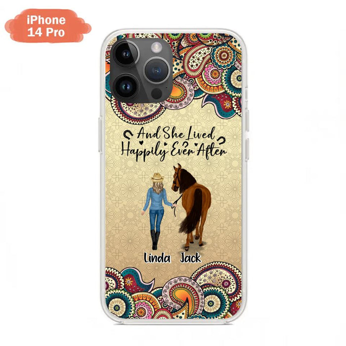 Custom Personalized Horse Girl Phone Case - Upto 4 Horses - Gift Idea For Horse Lovers - And She Lived Happily Ever After - Case For iPhone/Samsung