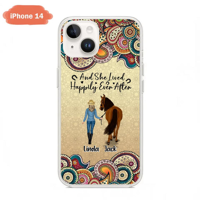 Custom Personalized Horse Girl Phone Case - Upto 4 Horses - Gift Idea For Horse Lovers - And She Lived Happily Ever After - Case For iPhone/Samsung