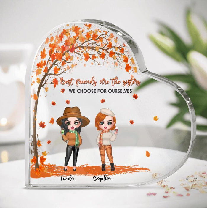 Custom Personalized Autumn Besties Crystal Heart - Gift Idea For Best Friends With Up To 4 Friends - Best Friends Are The Sisters We Choose For Ourselves